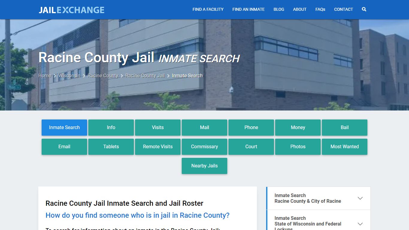 Inmate Search: Roster & Mugshots - Racine County Jail, WI