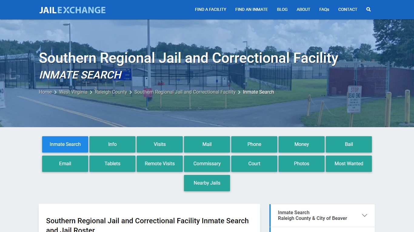 Southern Regional Jail and Correctional Facility Inmate Search