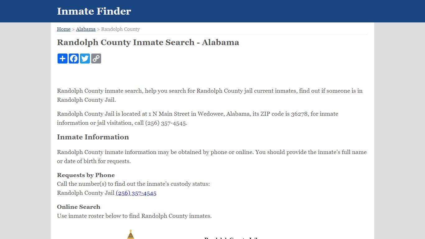 Randolph County Inmate Search - Alabama
