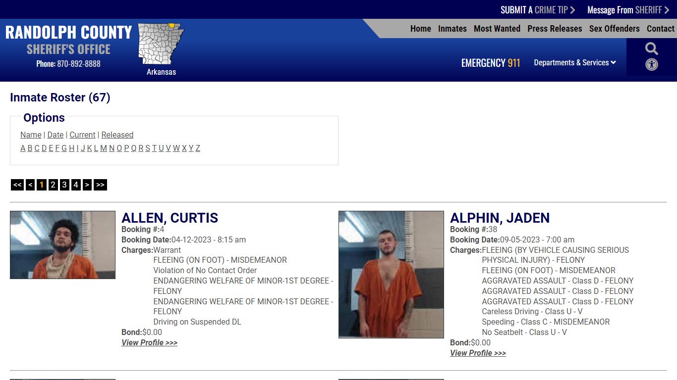 Inmate Roster - Current Inmates - Randolph County Sheriff AR