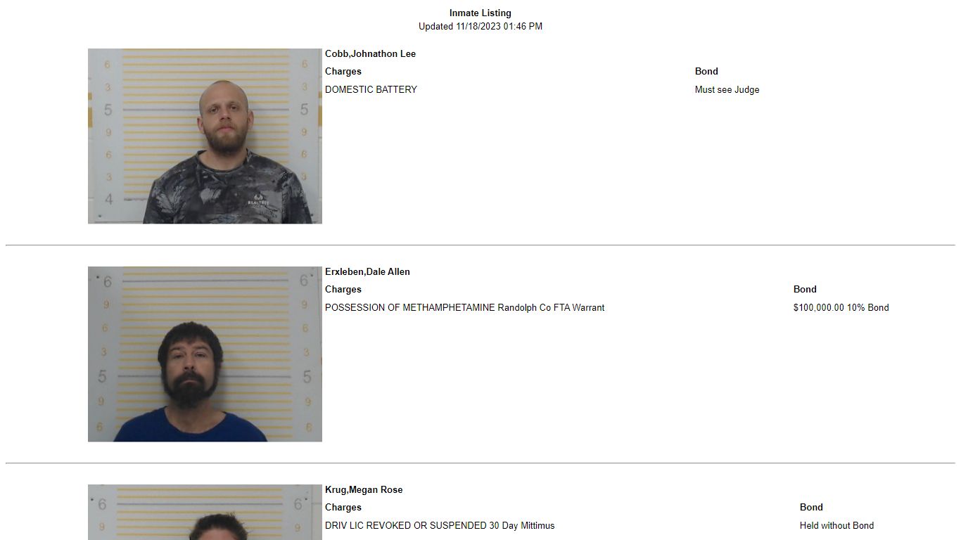 Inmate Listing - Welcome to Randolph County Illinois