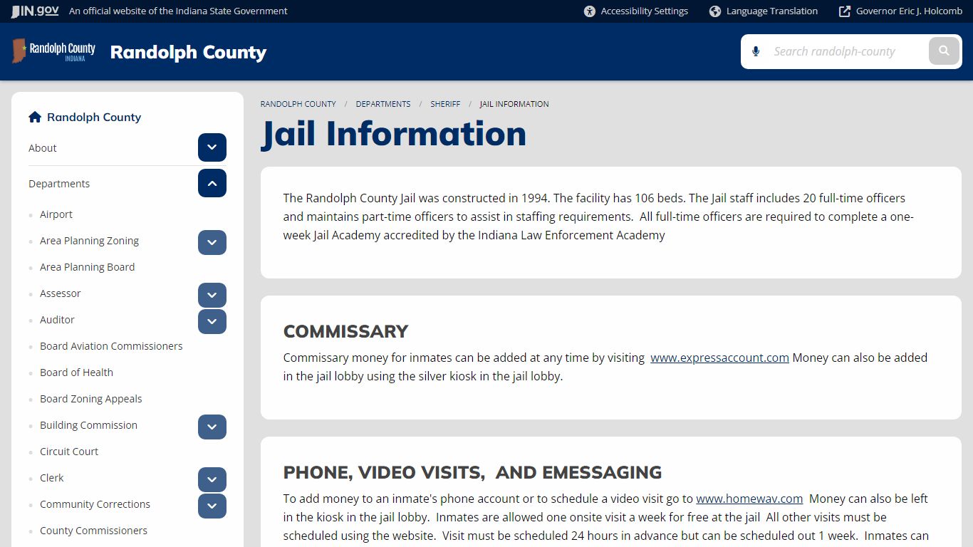 Randolph County: Jail Information - IN.gov