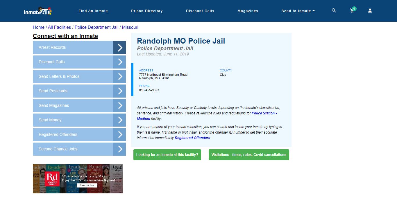 Randolph MO Police Jail & Inmate Search - Randolph, MO