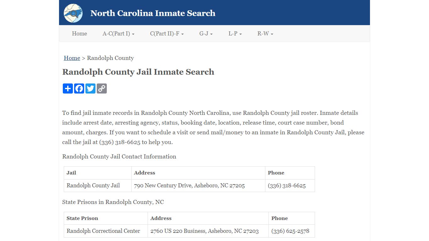 Randolph County Jail Inmate Search