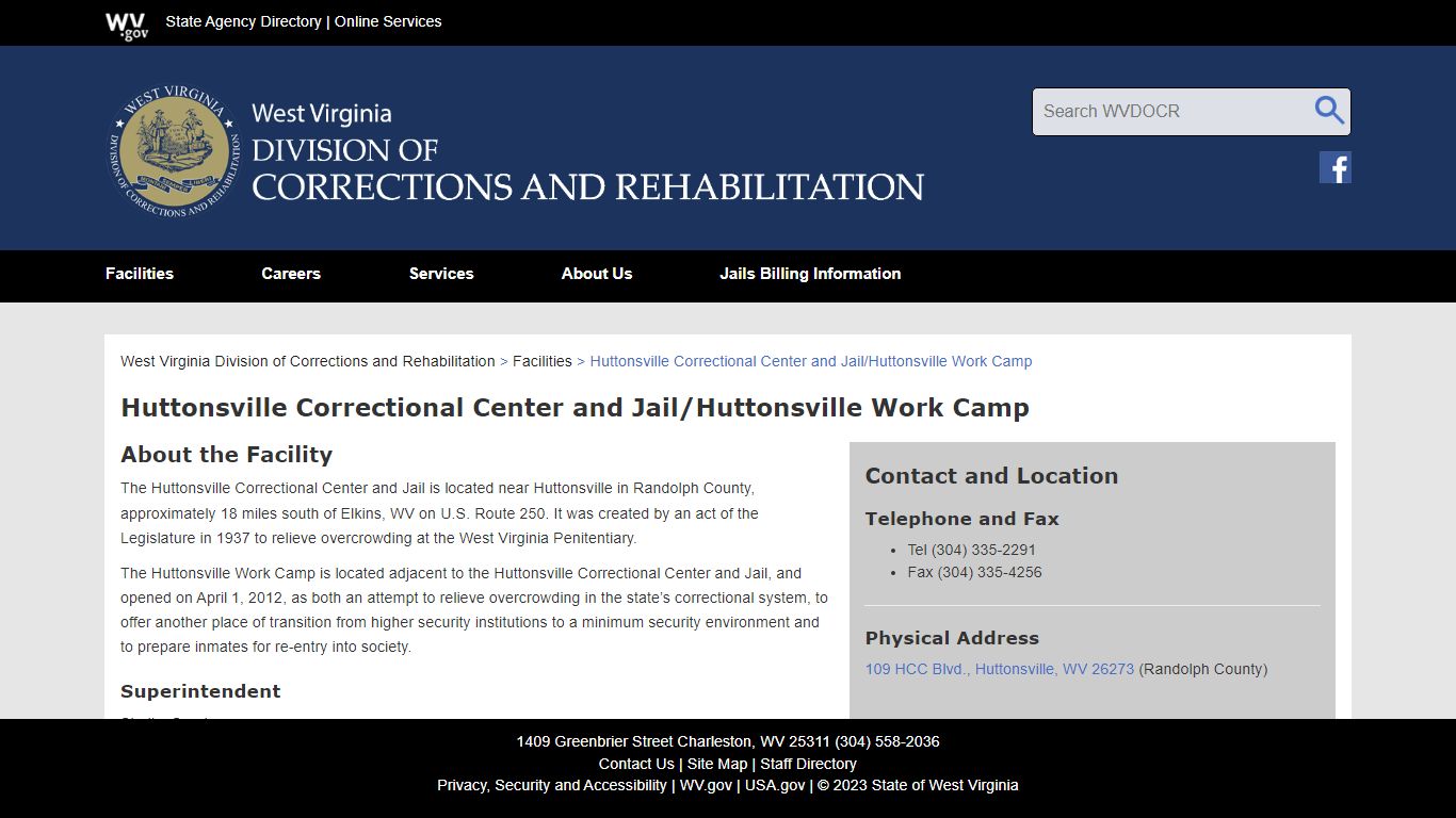 Huttonsville Correctional Center and Jail/Huttonsville Work Camp