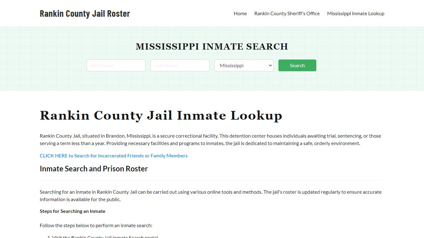 Rankin County Jail Roster Lookup, MS, Inmate Search