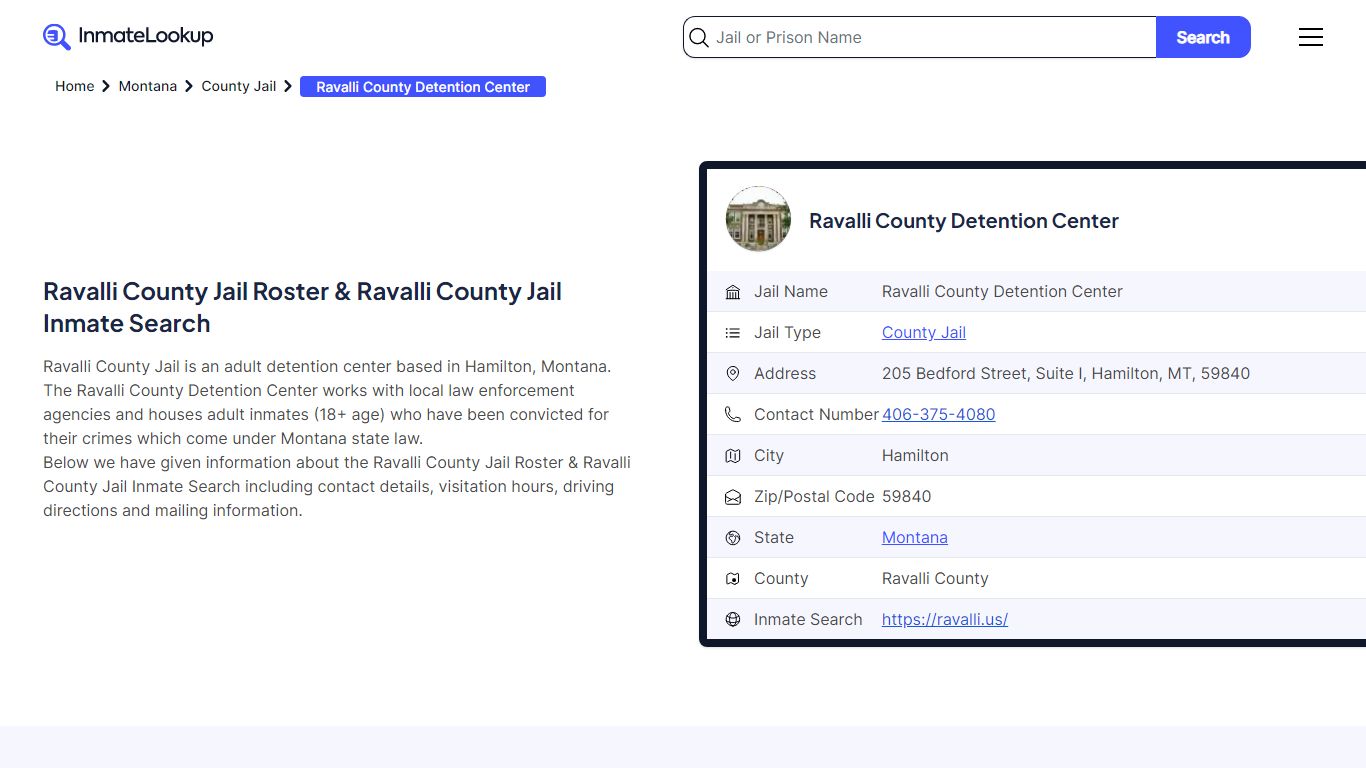 Ravalli County Jail Roster - Ravalli County Jail Inmate Search