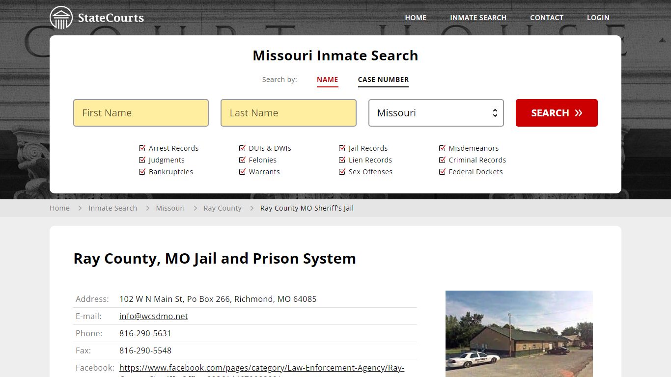 Ray County MO Sheriff's Jail Inmate Records Search, Missouri - StateCourts