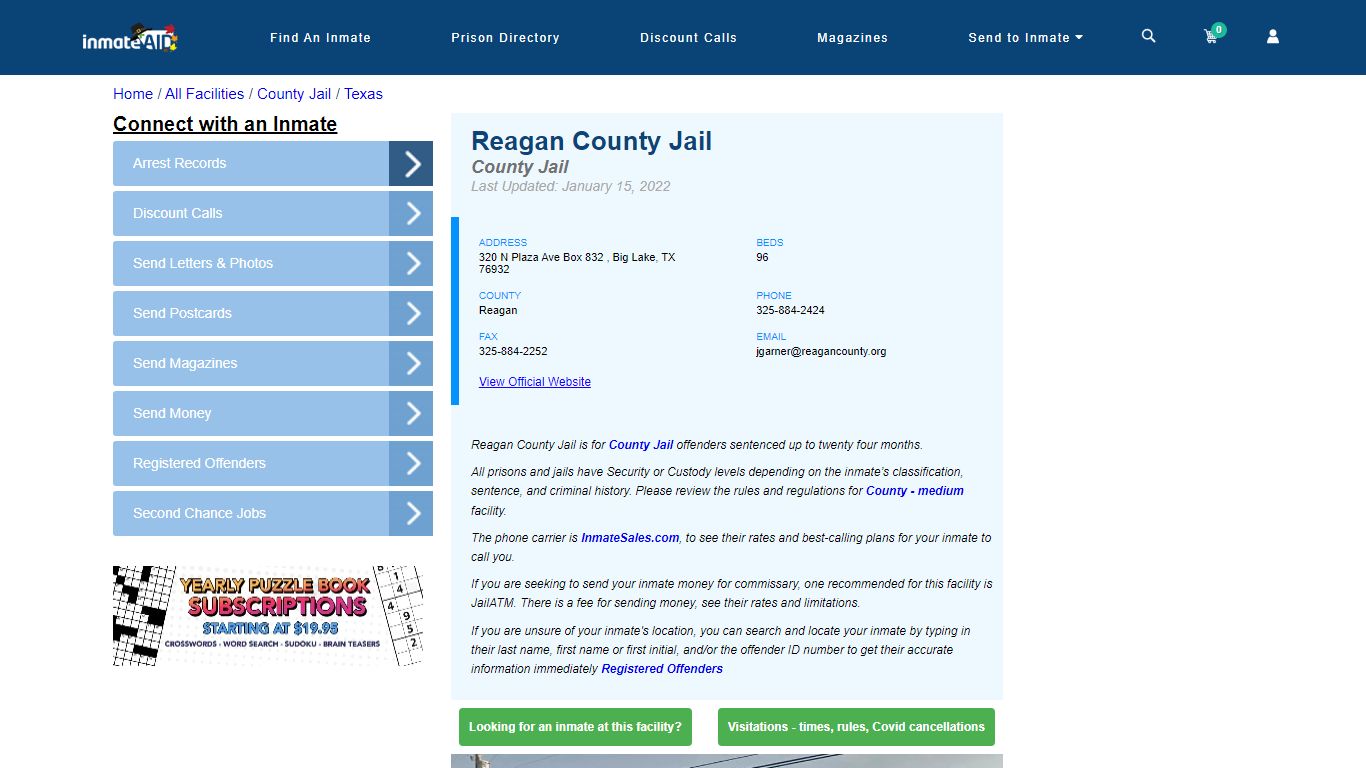 Reagan County Jail - Inmate Locator - Big Lake, TX