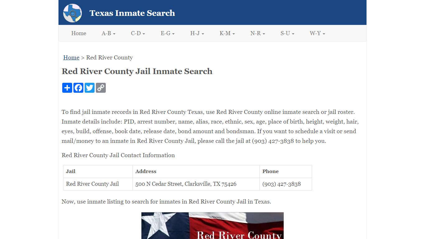 Red River County Jail Inmate Search