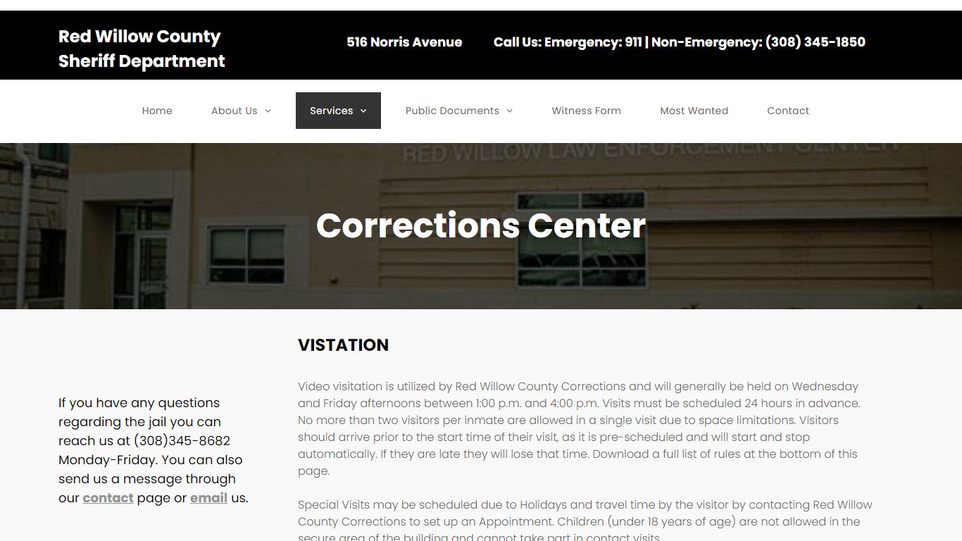 Corrections Center | Red Willow County Sheriff
