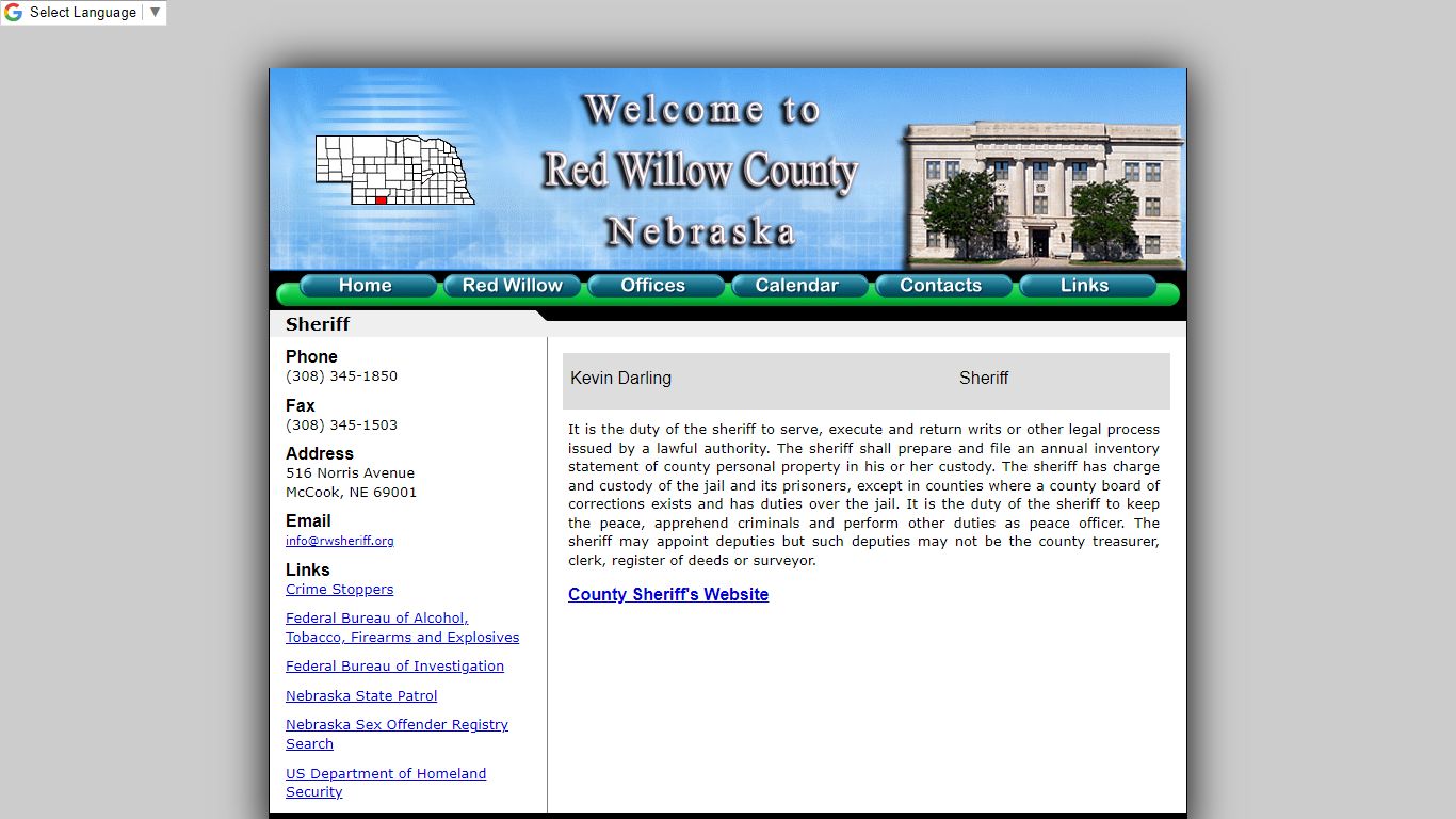 Sheriff - Red Willow County, Nebraska