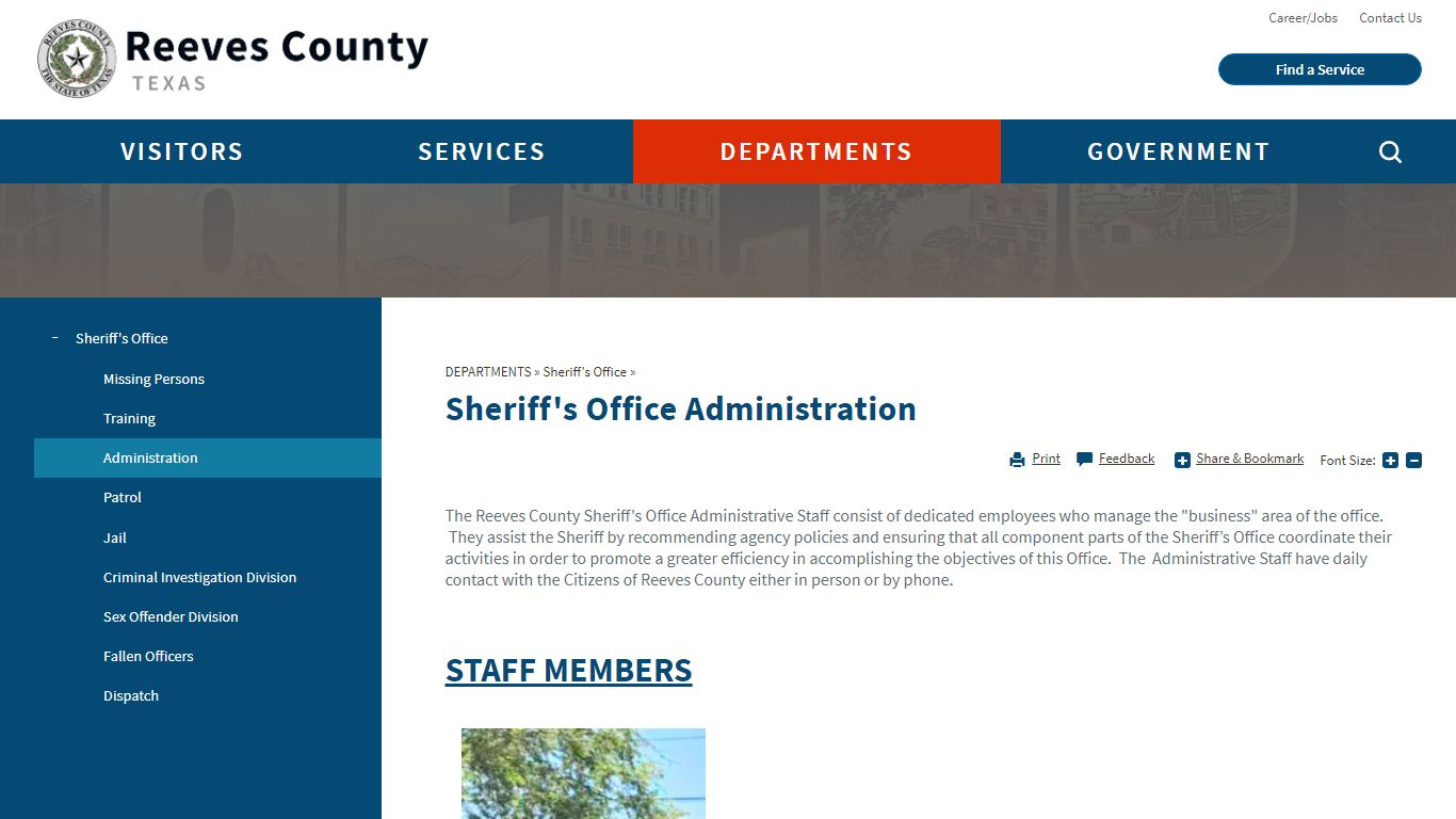 Sheriff's Office Administration | Reeves County, TX