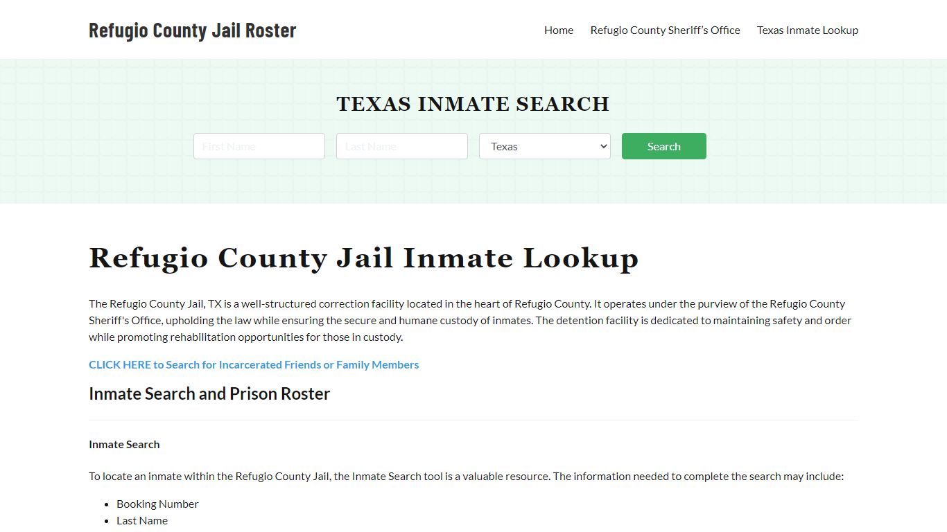 Refugio County Jail Roster Lookup, TX, Inmate Search