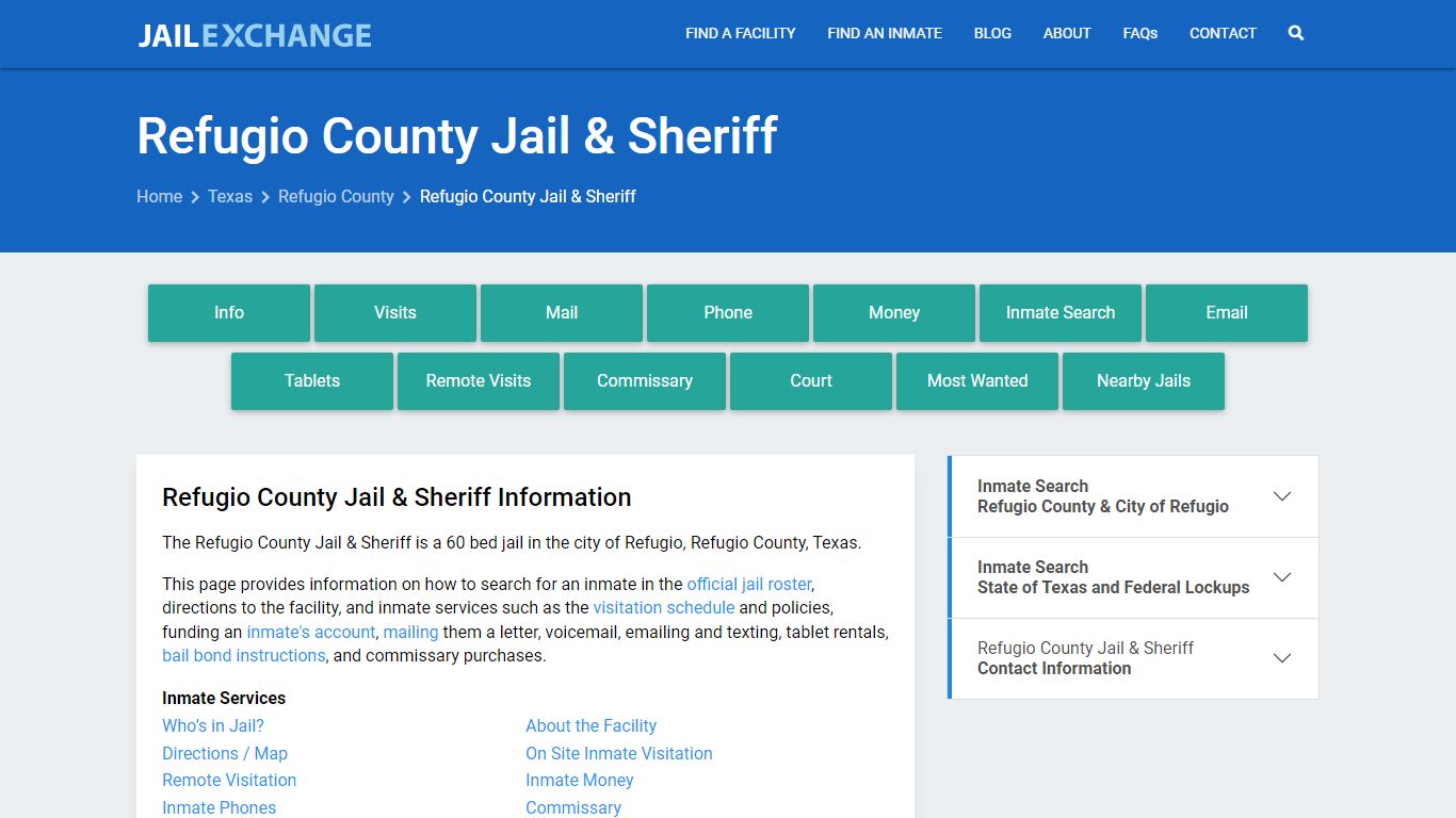 Refugio County Jail & Sheriff, TX Inmate Search, Information