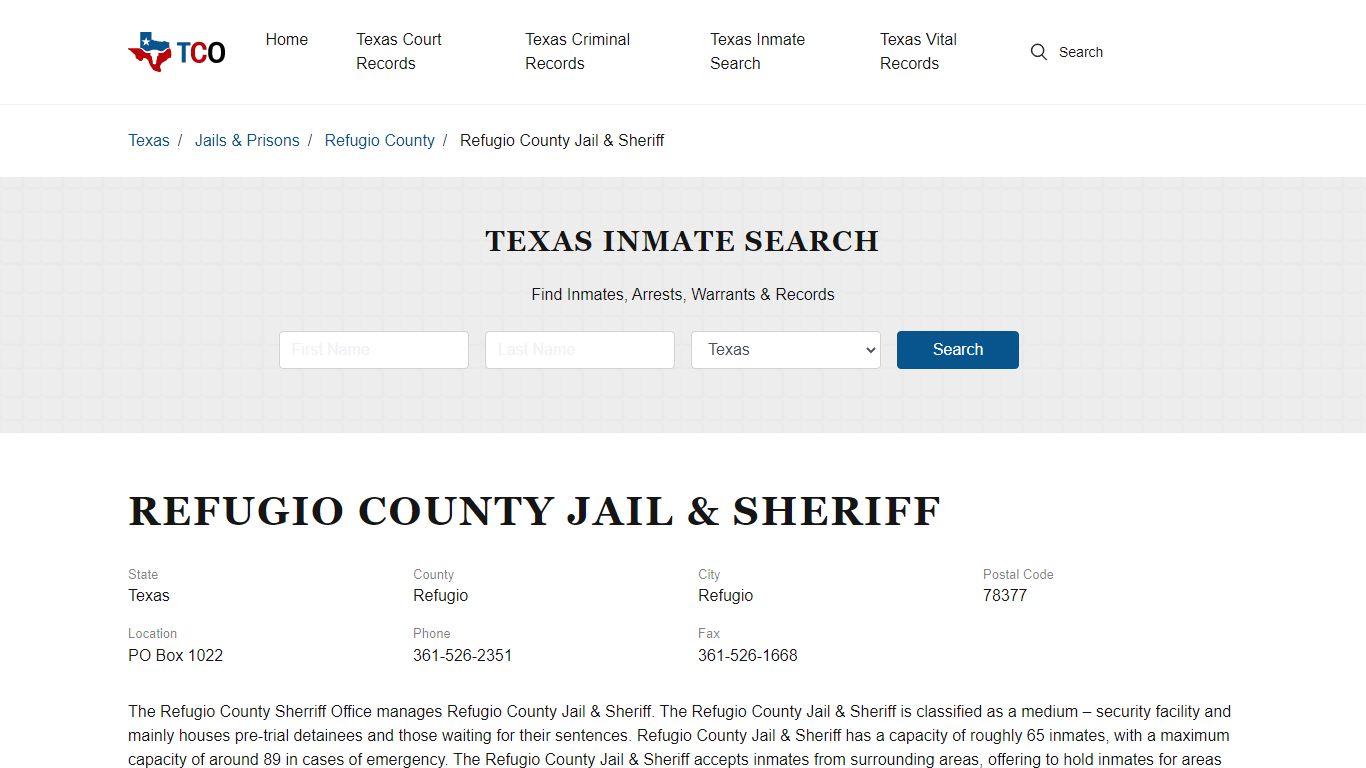 Refugio County Jail & Sheriff - txcountyoffices.org