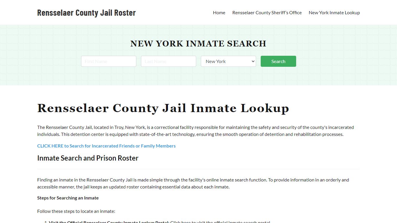Rensselaer County Jail Roster Lookup, NY, Inmate Search