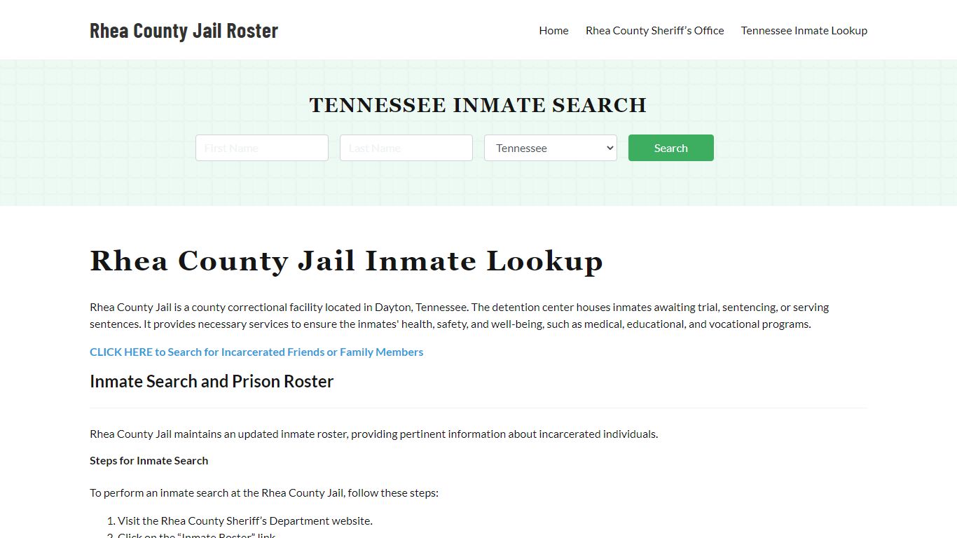 Rhea County Jail Roster Lookup, TN, Inmate Search