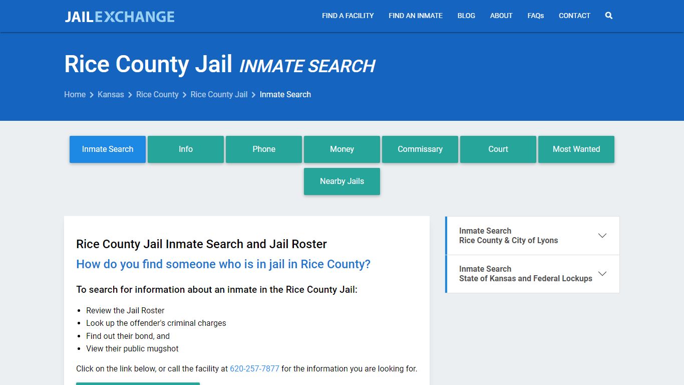 Inmate Search: Roster & Mugshots - Rice County Jail, KS