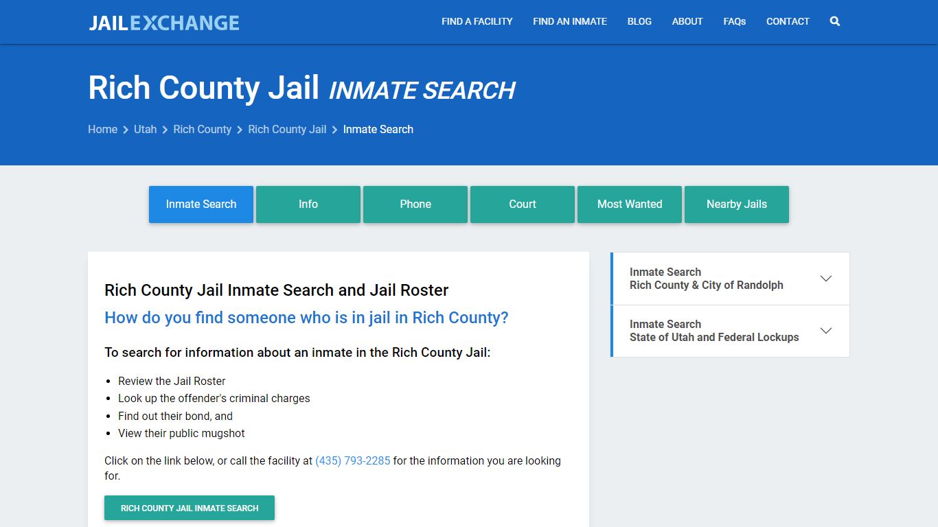 Inmate Search: Roster & Mugshots - Rich County Jail, UT
