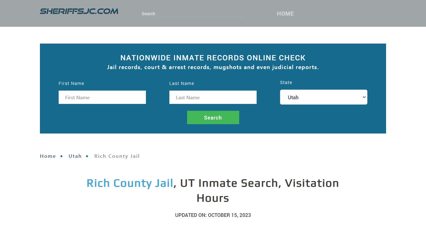 Rich County Jail, UT Inmate Search, Visitation Hours