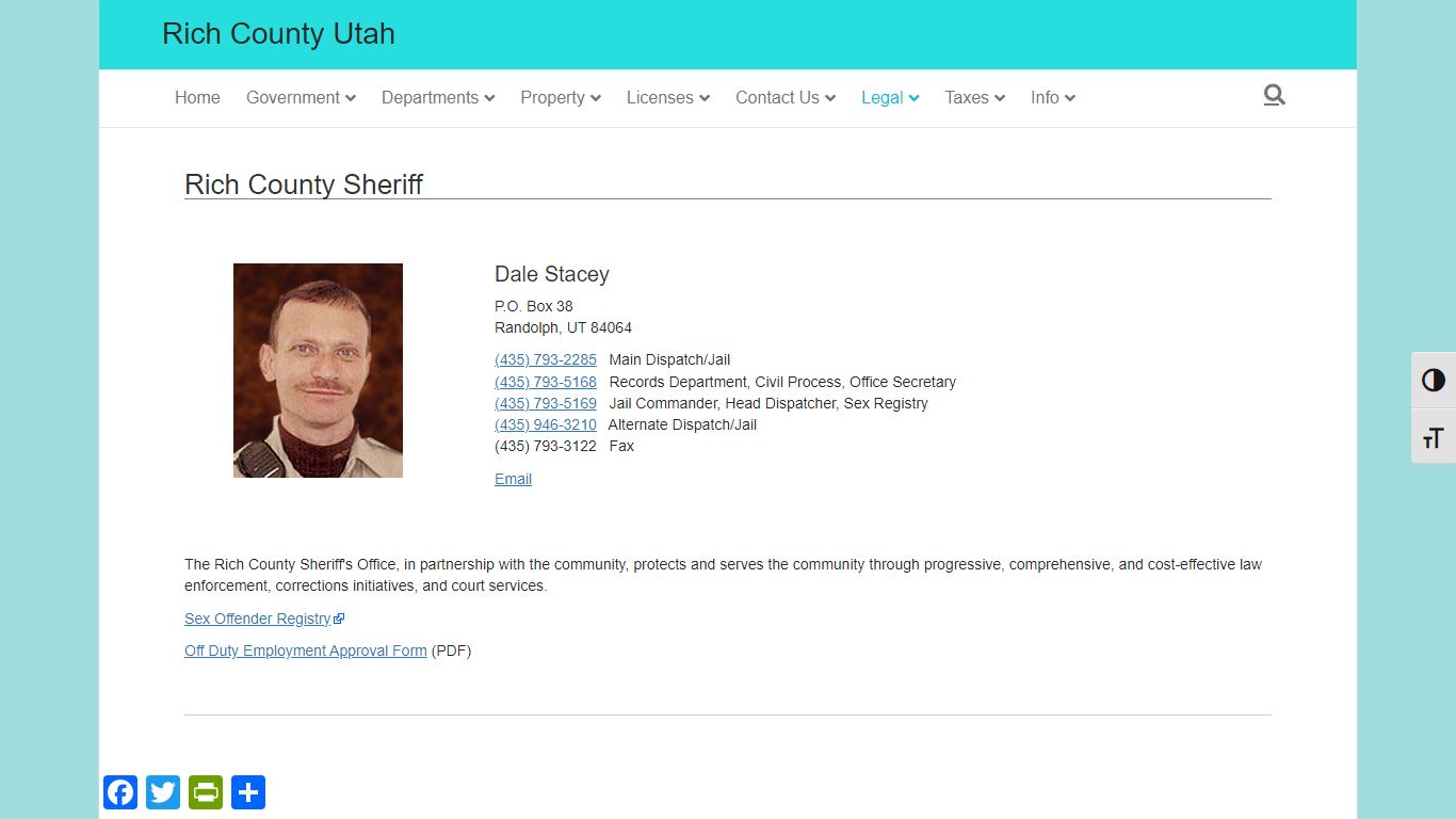 Rich County Utah Sheriff Contact Information