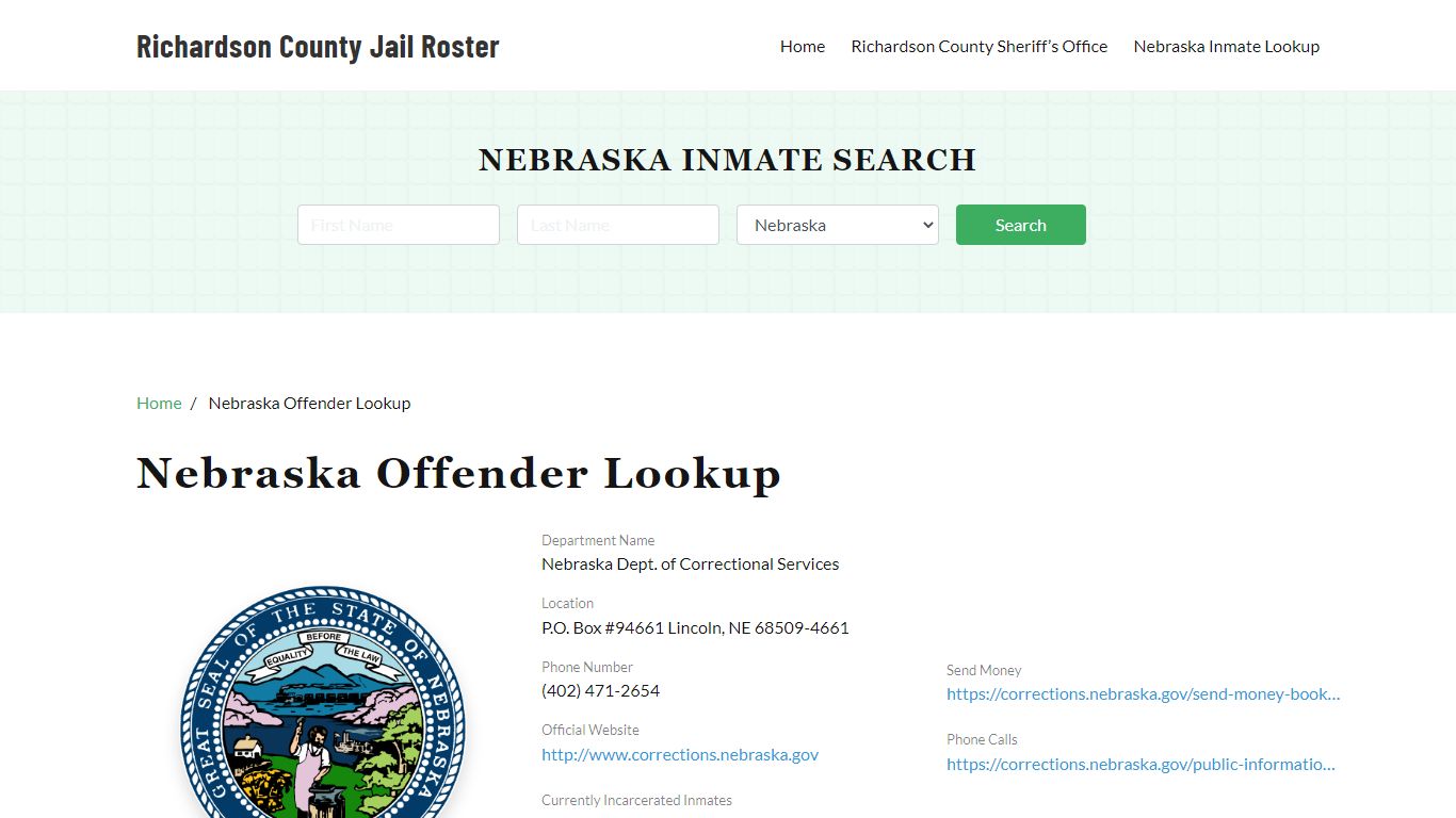 Nebraska Inmate Search, Jail Rosters - Richardson County Jail