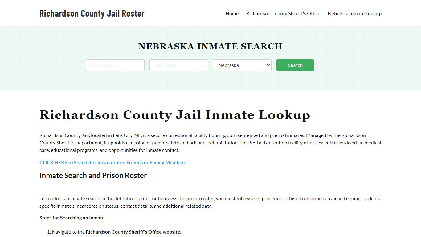 Richardson County Jail Roster Lookup, NE, Inmate Search