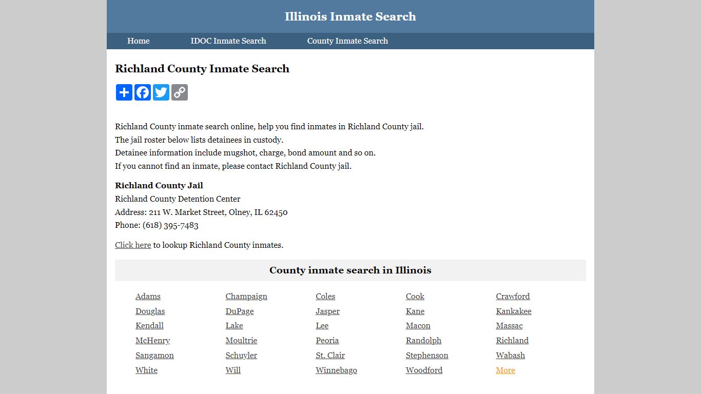 Richland County Inmate Search