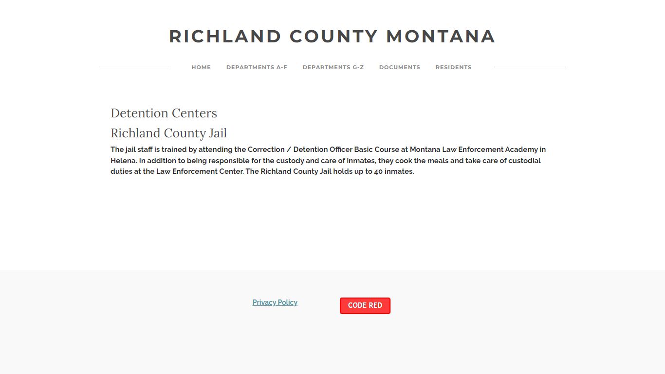Detention Centers - RICHLAND COUNTY MONTANA