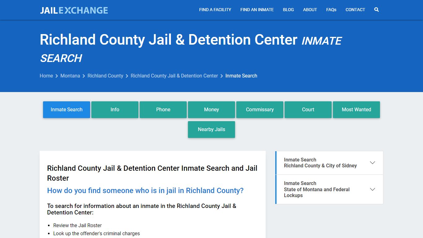 Richland County Jail & Detention Center Inmate Search