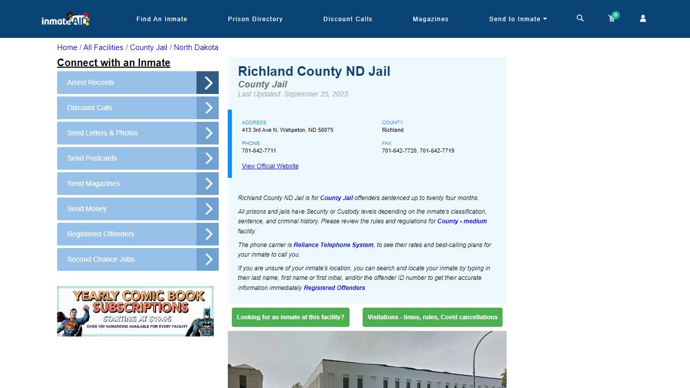 Richland County ND Jail - Inmate Locator - Wahpeton, ND