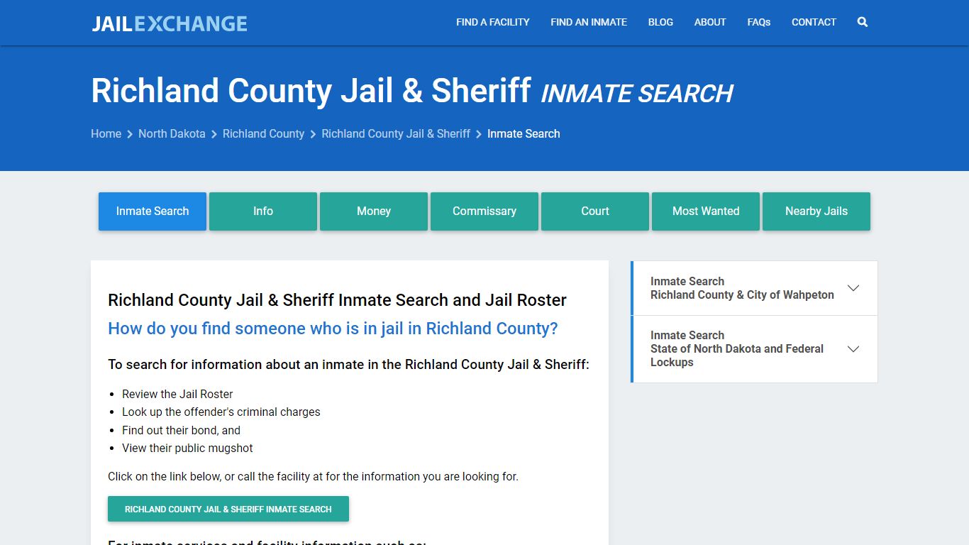 Richland County Jail & Sheriff Inmate Search - Jail Exchange