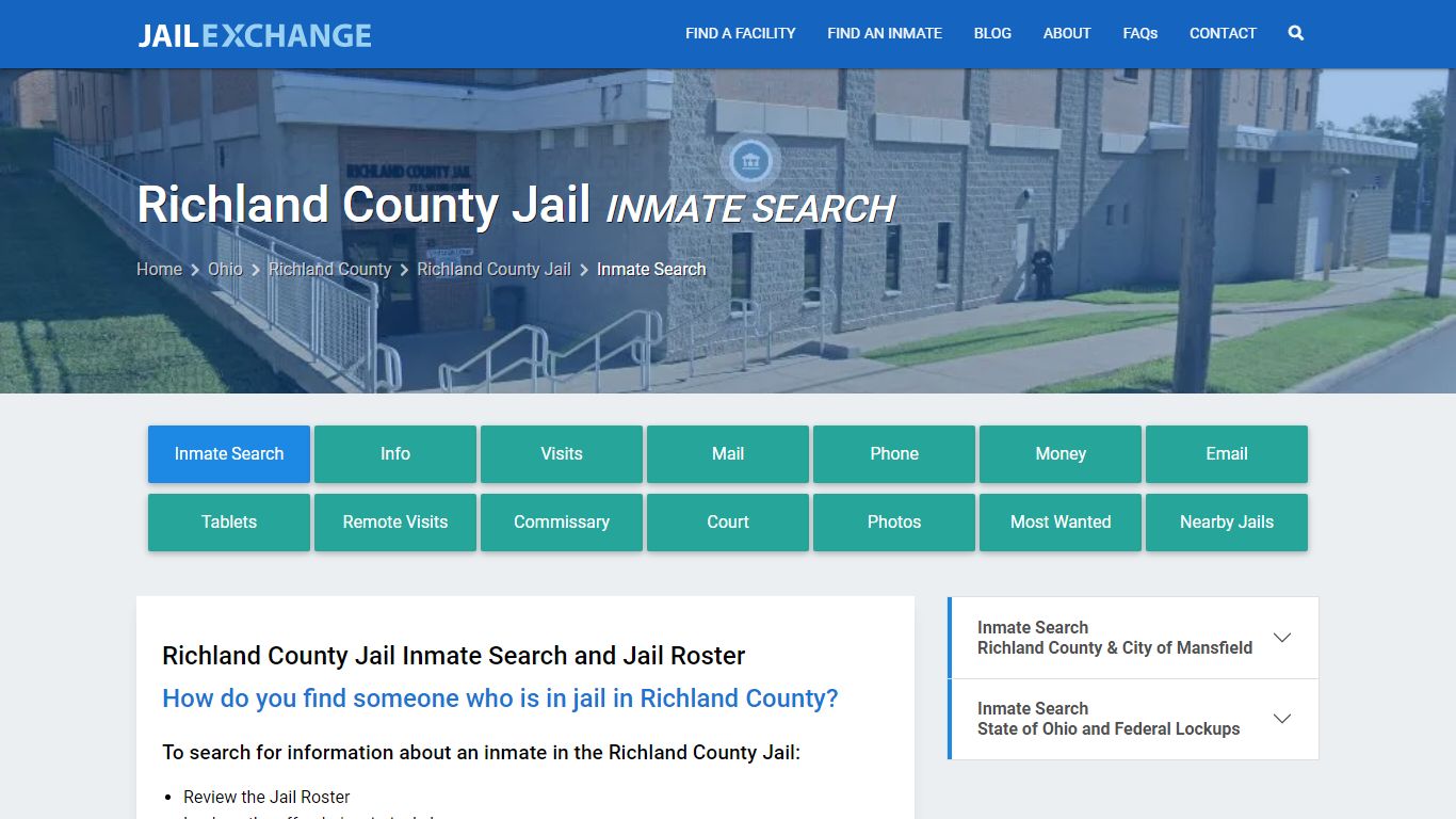 Richland County Jail Inmate Search - Jail Exchange