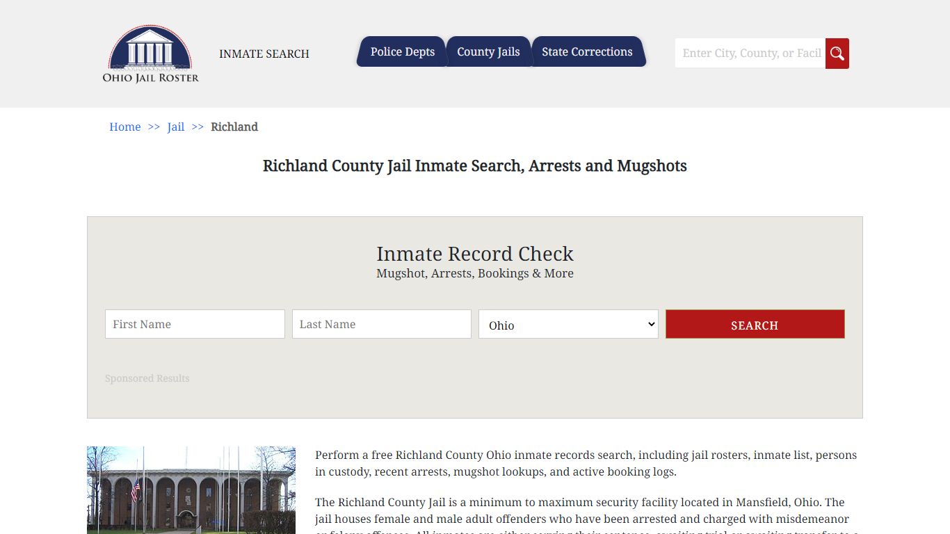 Richland County Jail Inmate Search, Arrests and Mugshots