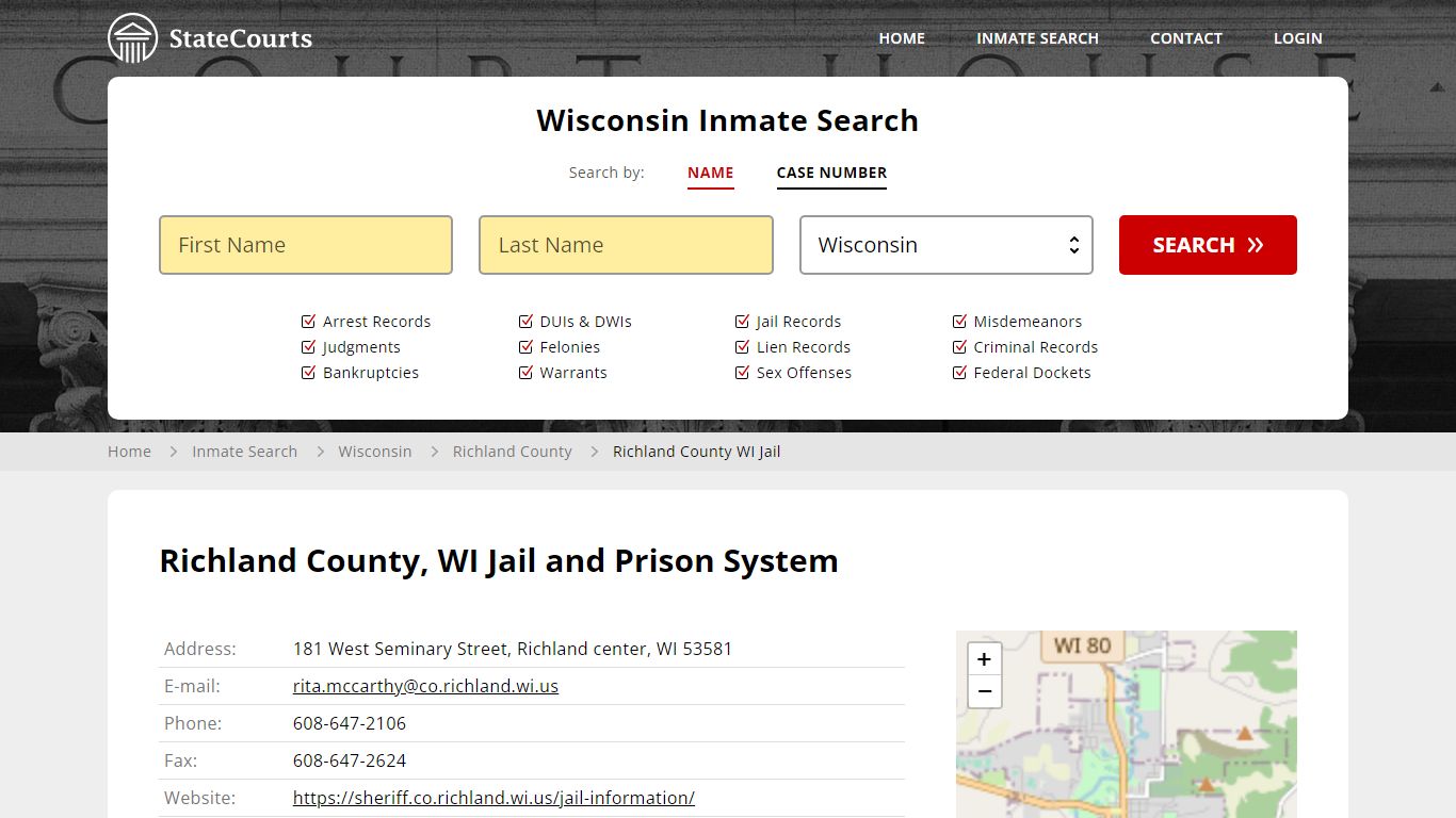 Richland County WI Jail Inmate Records Search, Wisconsin - StateCourts