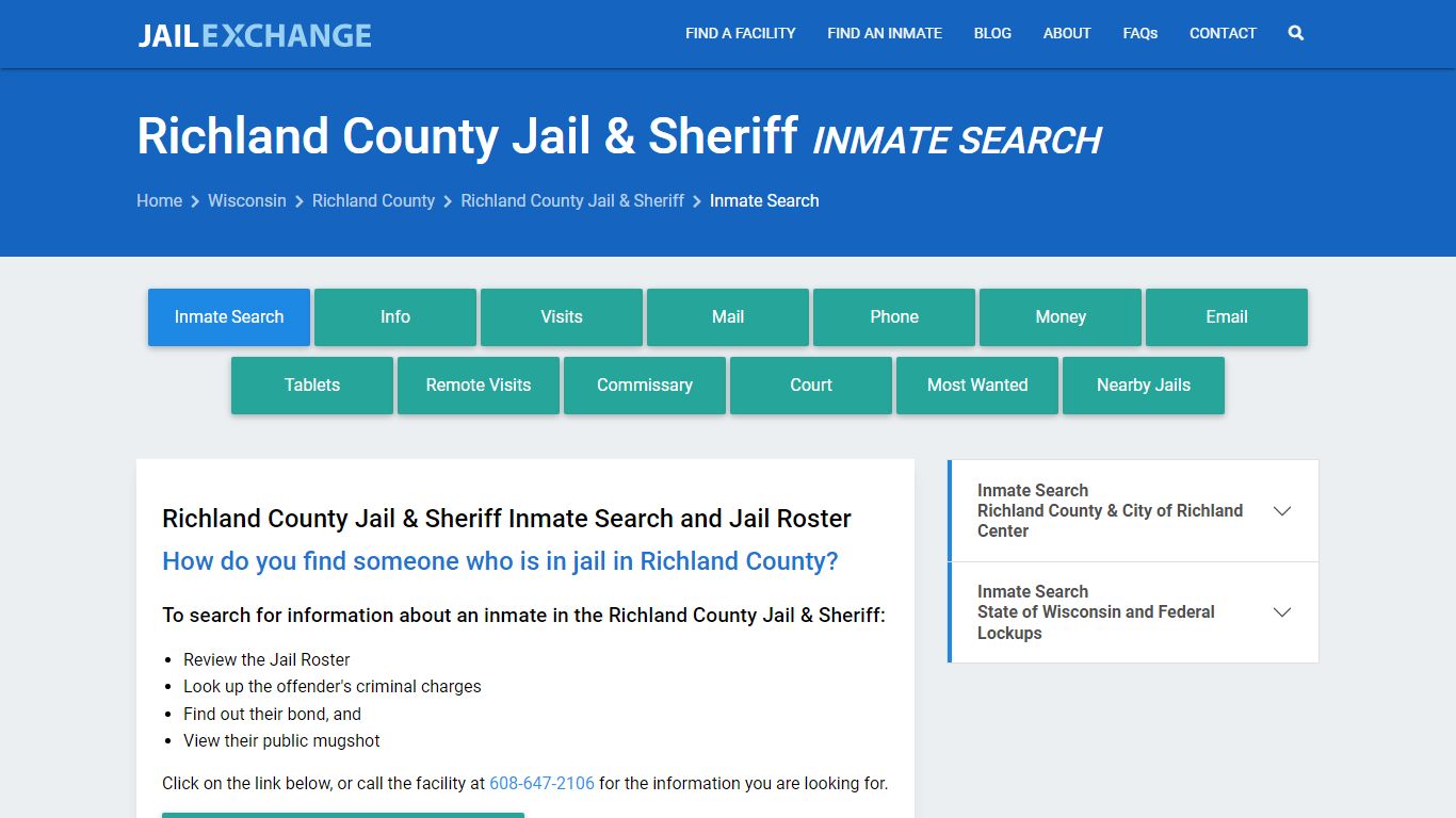 Inmate Search: Roster & Mugshots - Richland County Jail & Sheriff, WI