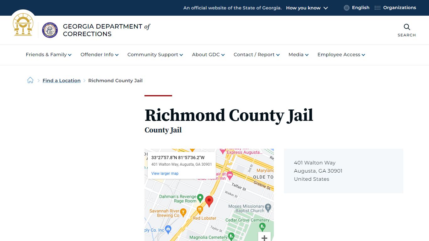 Richmond County Jail | Georgia Department of Corrections