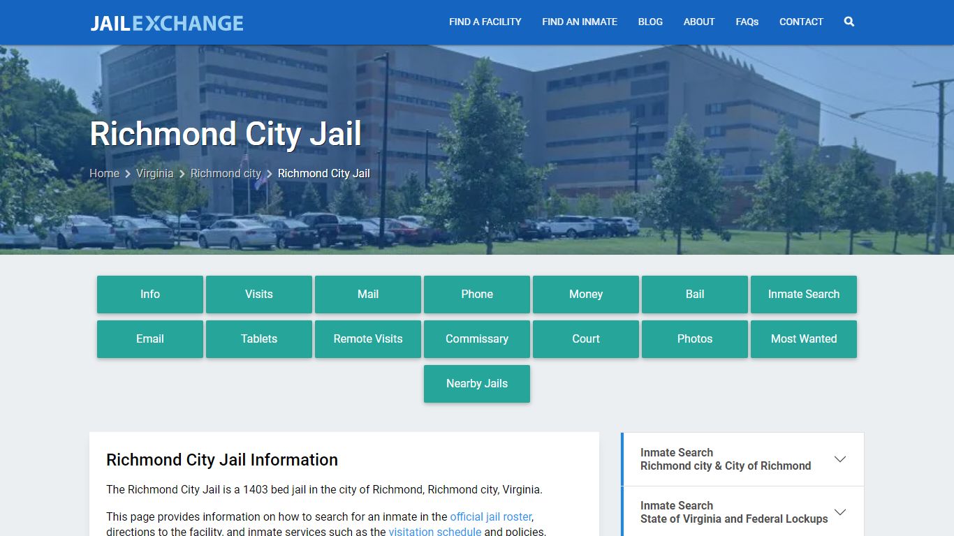 Richmond City Jail, VA Inmate Search, Information