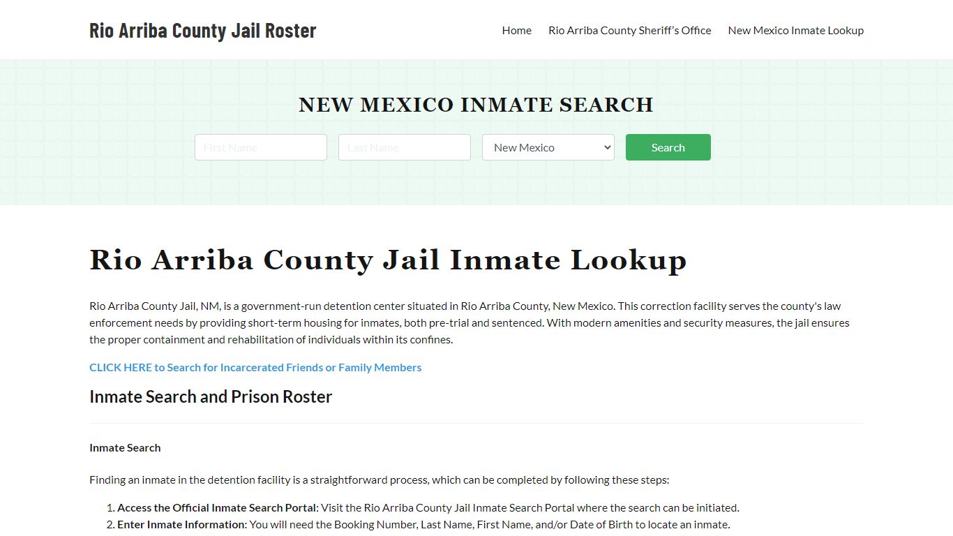Rio Arriba County Jail Roster Lookup, NM, Inmate Search