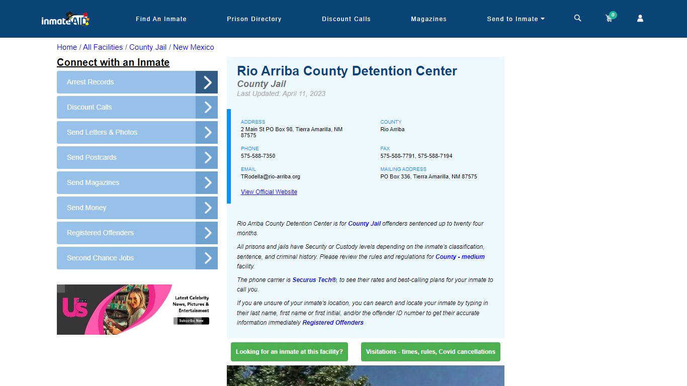 Rio Arriba County Detention Center - Inmate Locator - Tierra Amarilla, NM