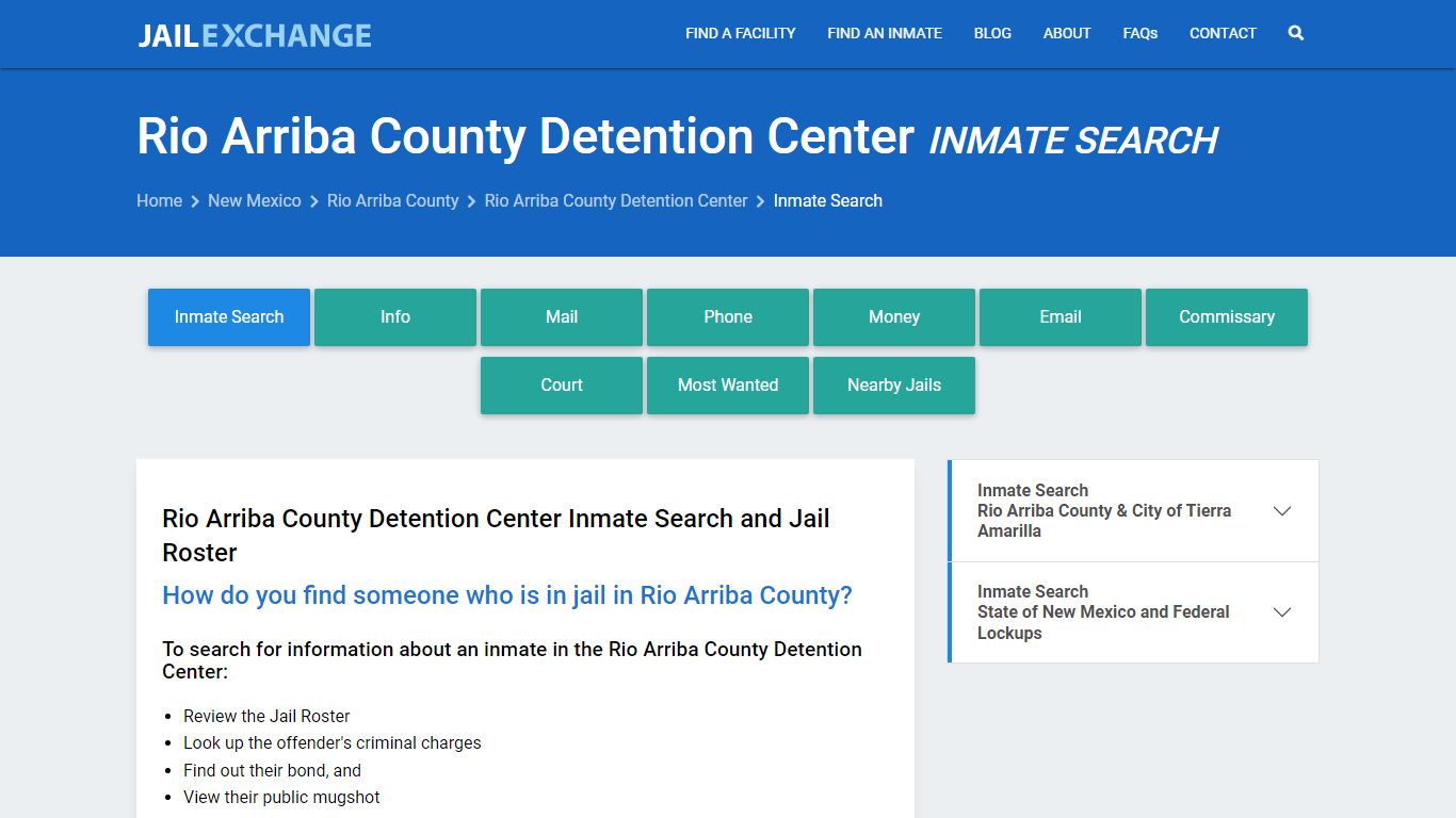 Rio Arriba County Detention Center Inmate Search - Jail Exchange