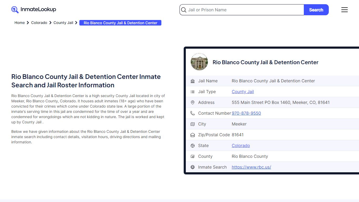 Rio Blanco County Jail & Detention Center (CO) Inmate Search Colorado ...