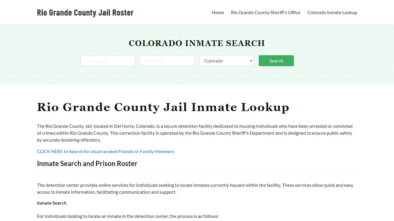 Rio Grande County Jail Roster Lookup, CO, Inmate Search