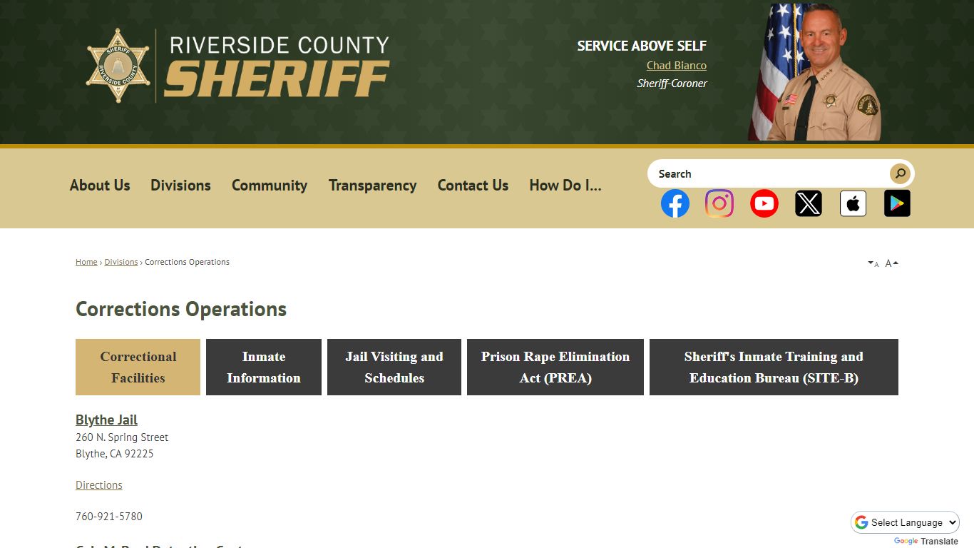 Corrections Operations | Riverside County Sheriff, CA
