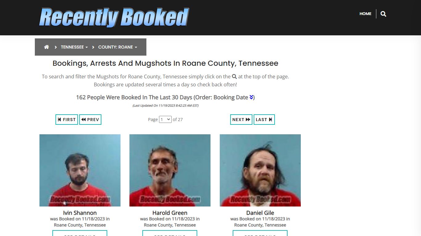 Bookings, Arrests and Mugshots in Roane County, Tennessee
