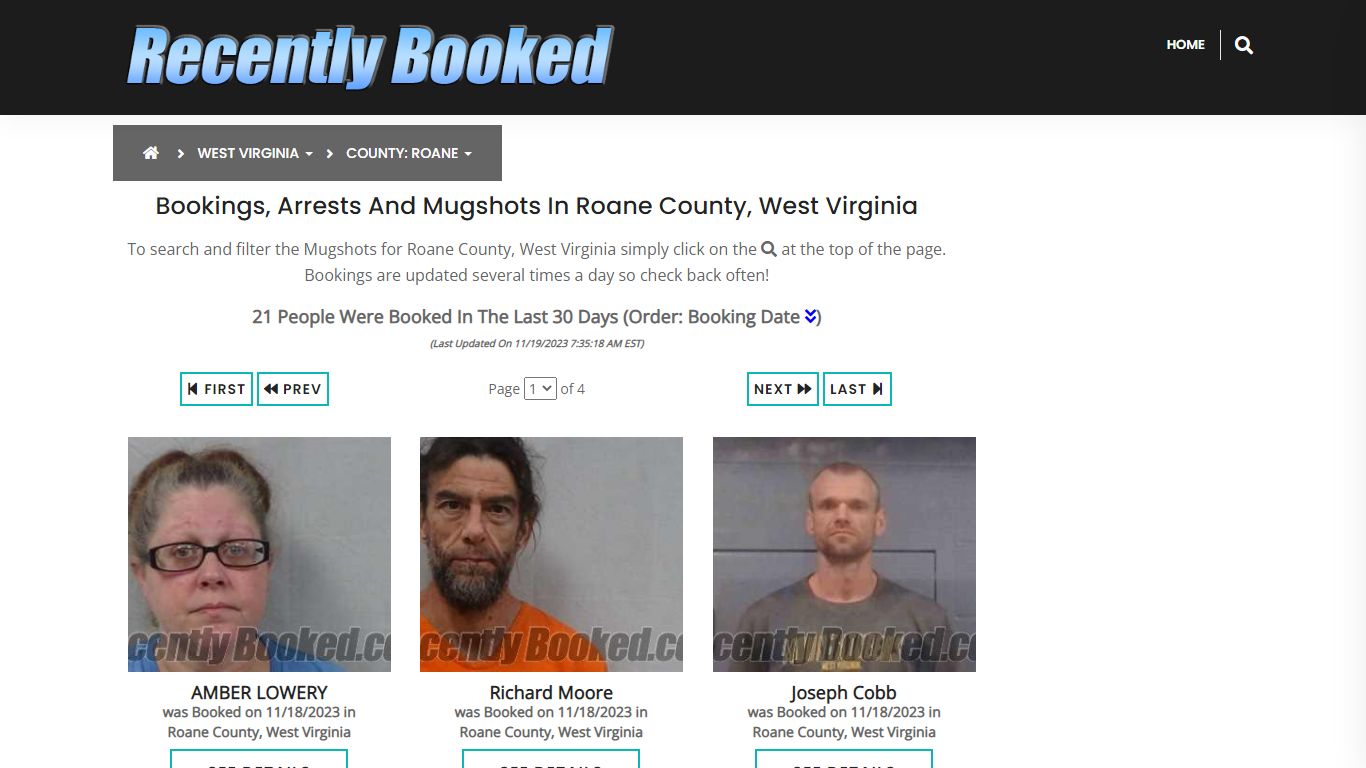 Bookings, Arrests and Mugshots in Roane County, West Virginia