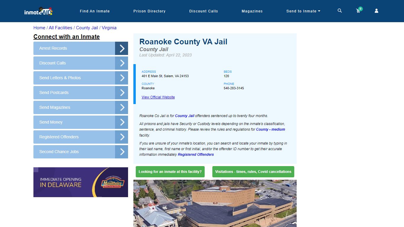Roanoke County VA Jail - Inmate Locator - Salem, VA