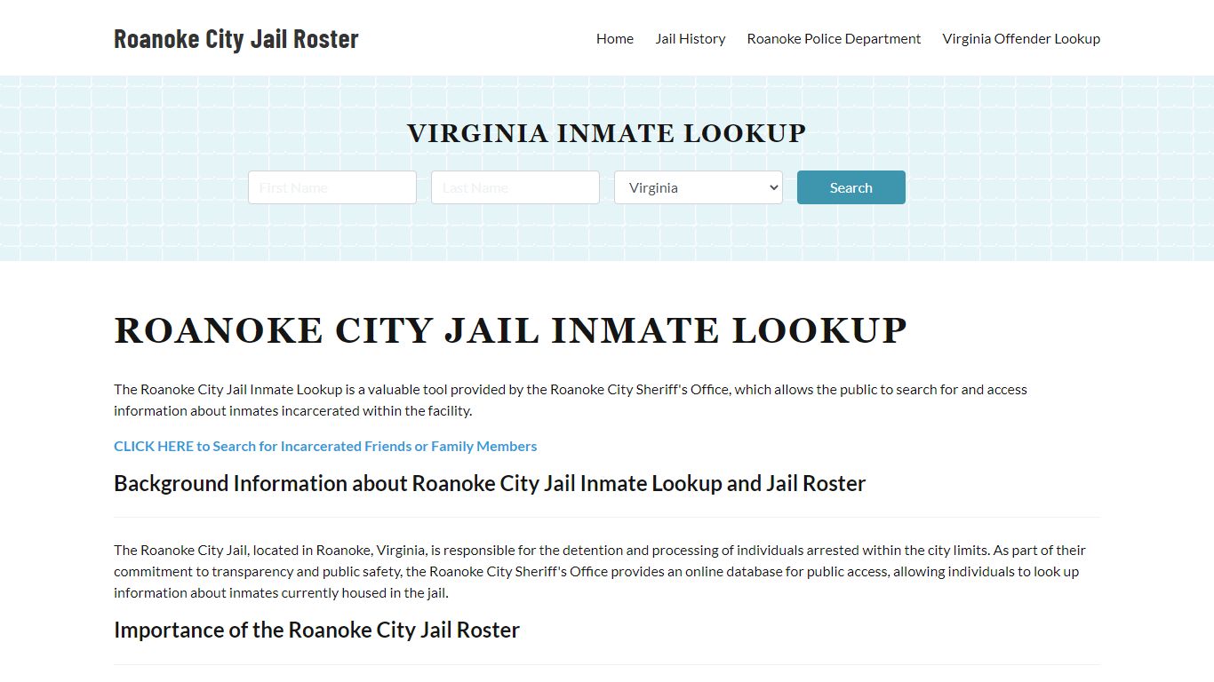Roanoke City Jail, VA Inmate Search, Jail Roster, Bookings