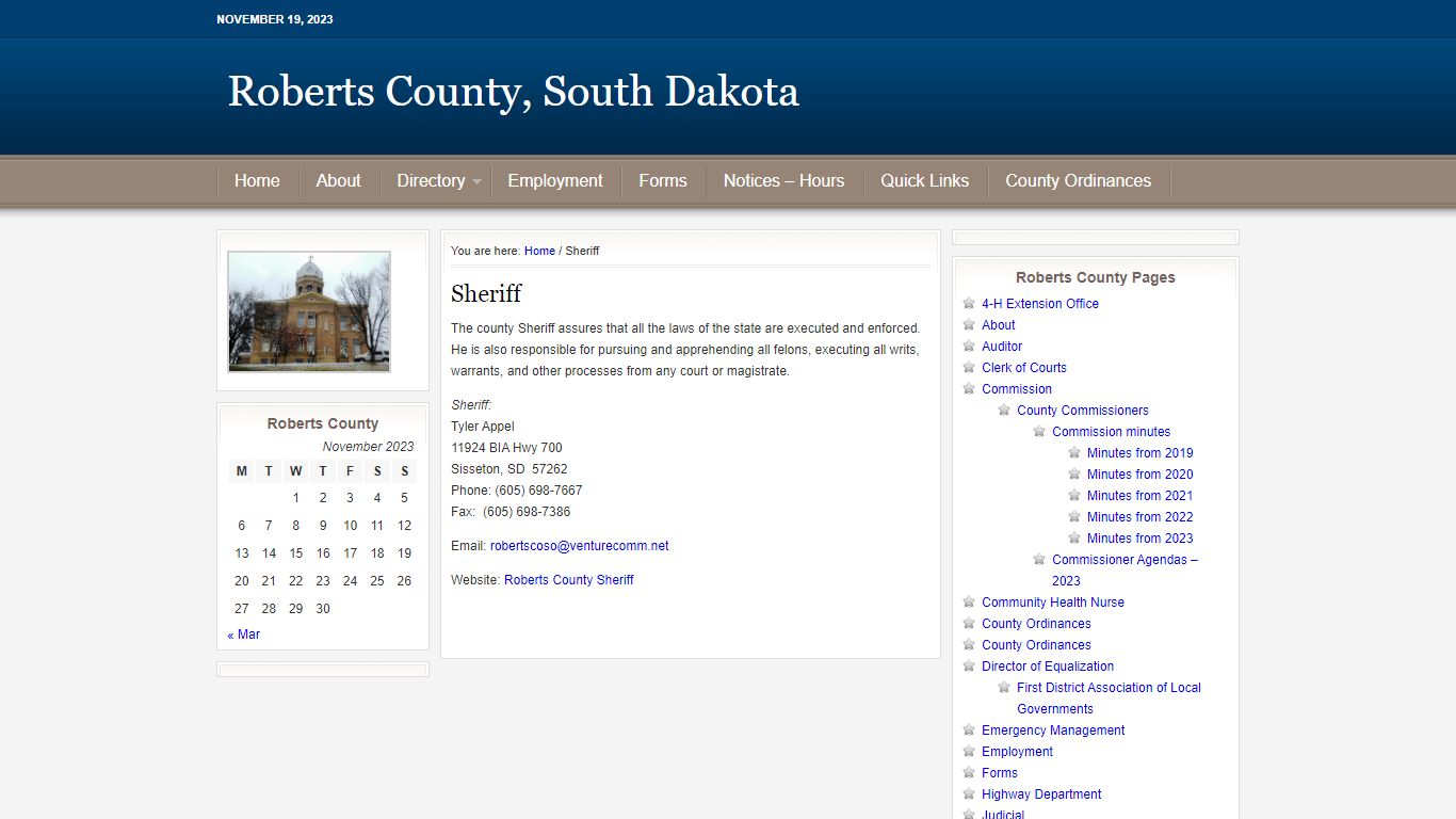 Sheriff - Roberts County, South Dakota